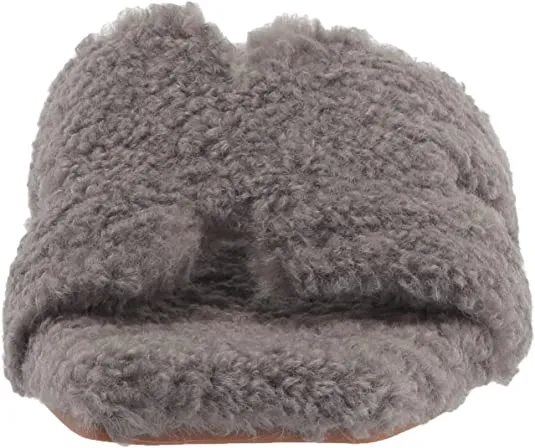 Steve Madden Seek Grey Slip On Squared Open Toe Comfy Low Heel Flat Slippers