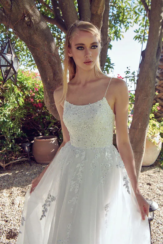 Tulle Prom Dress w/ Floral Applique