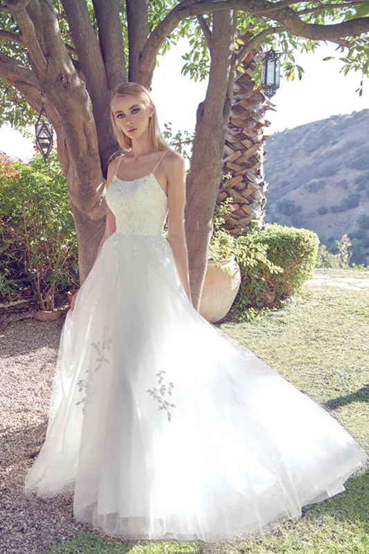 Tulle Prom Dress w/ Floral Applique