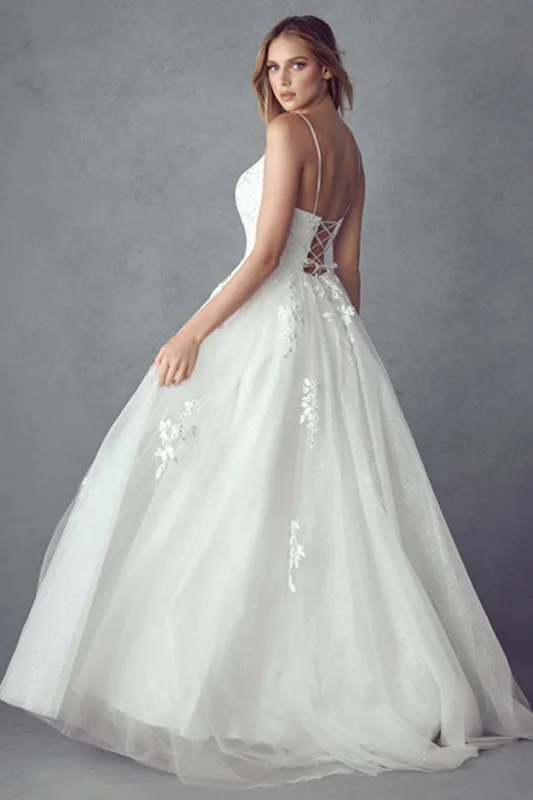 Tulle Prom Dress w/ Floral Applique
