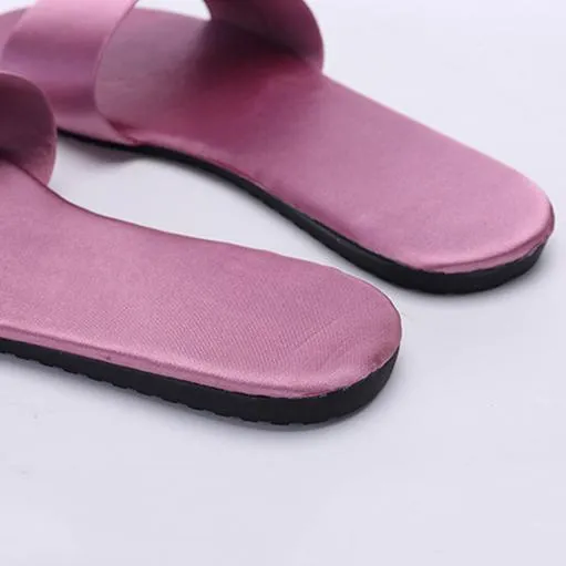 Women's flat silky indoor slides house slippers wedding slippers