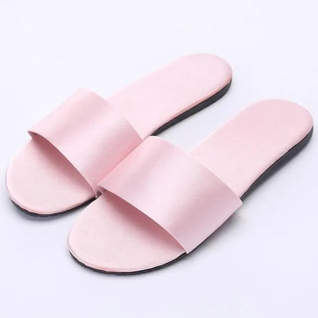 Women's flat silky indoor slides house slippers wedding slippers