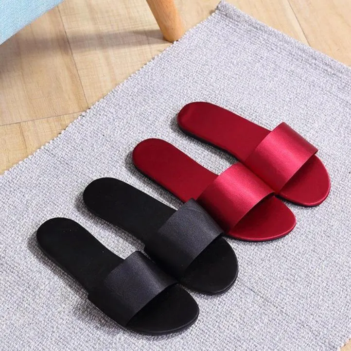 Women's flat silky indoor slides house slippers wedding slippers