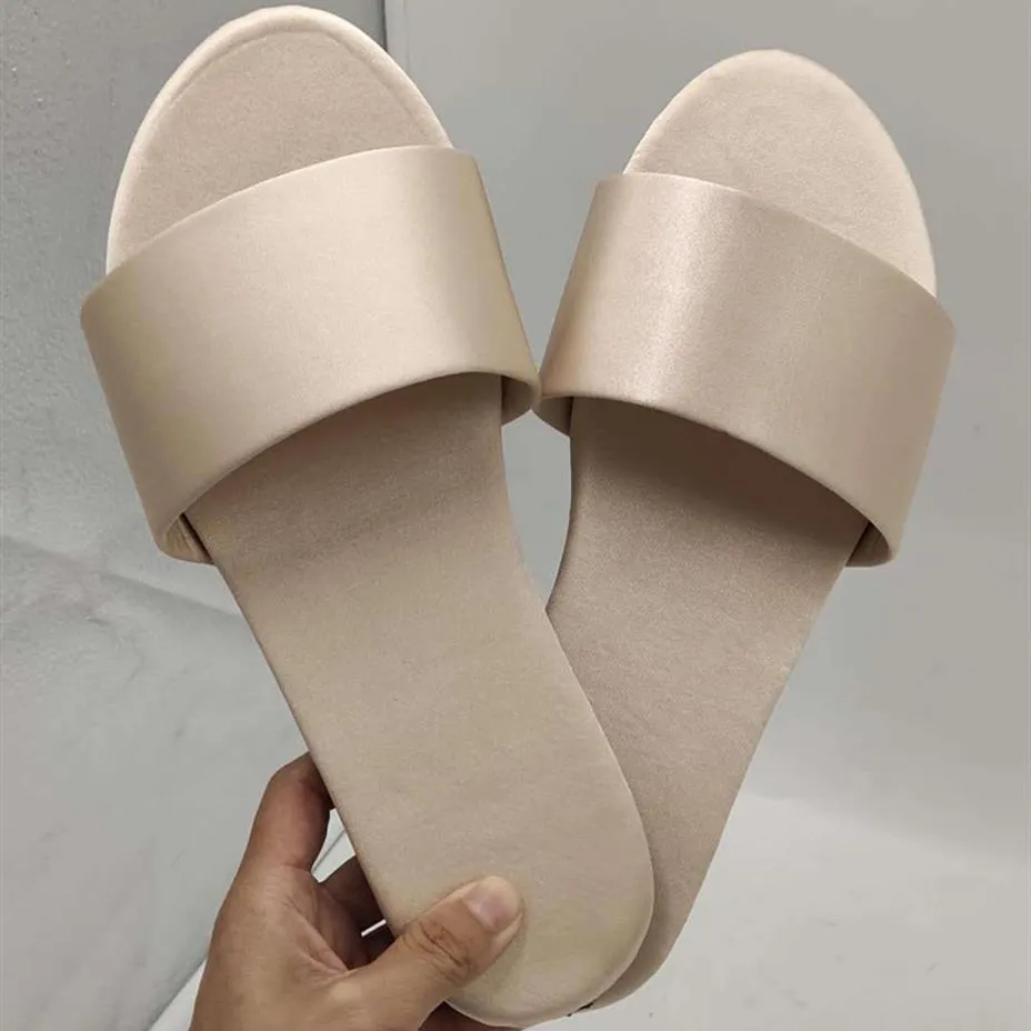 Women's flat silky indoor slides house slippers wedding slippers