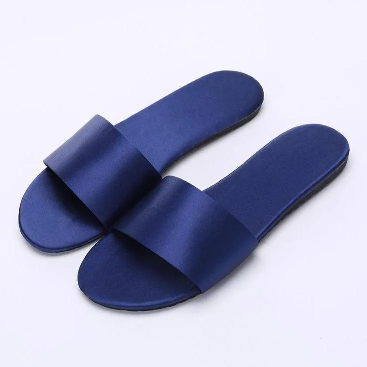 Women's flat silky indoor slides house slippers wedding slippers
