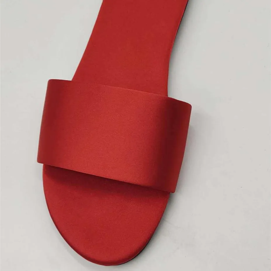 Women's flat silky indoor slides house slippers wedding slippers