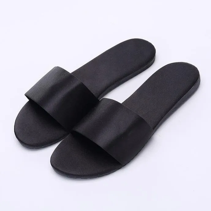 Women's flat silky indoor slides house slippers wedding slippers