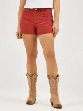 Women's Wrangler® High Rise Colorwash Red Denim Cutoff Shorts